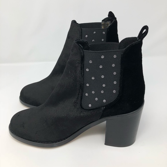 NWT Mency Velvet Studded Block Heel Boot - Picture 4 of 5